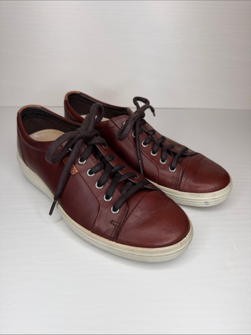 ECCO Soft 7 Leather Sneakers Cognac Brown Mens EU 41 US 7-7.5